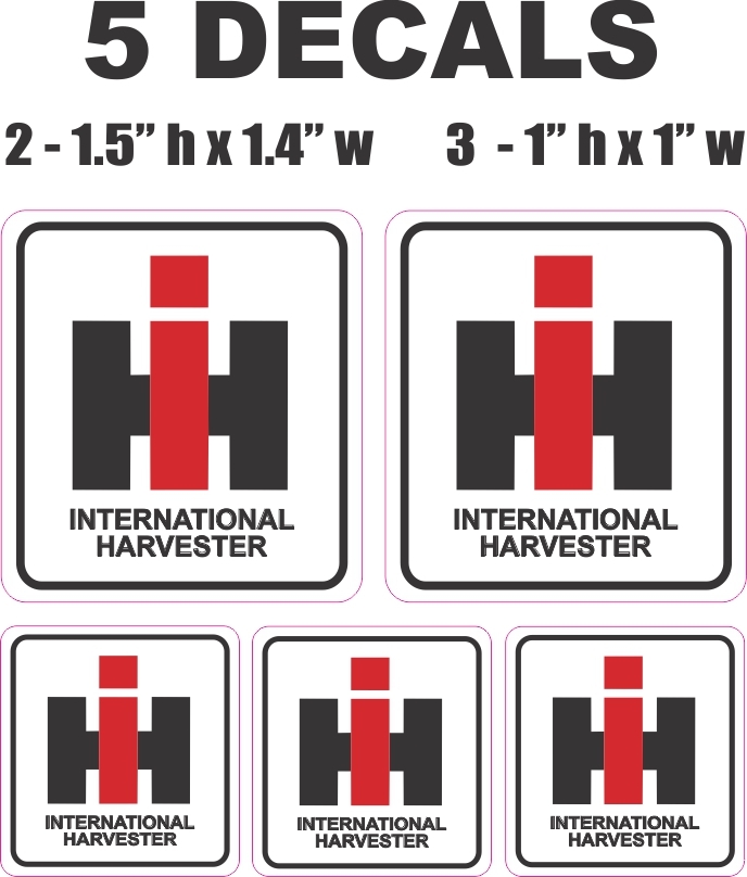 5 Square IH International Harvester Tractor Vinyl Decals