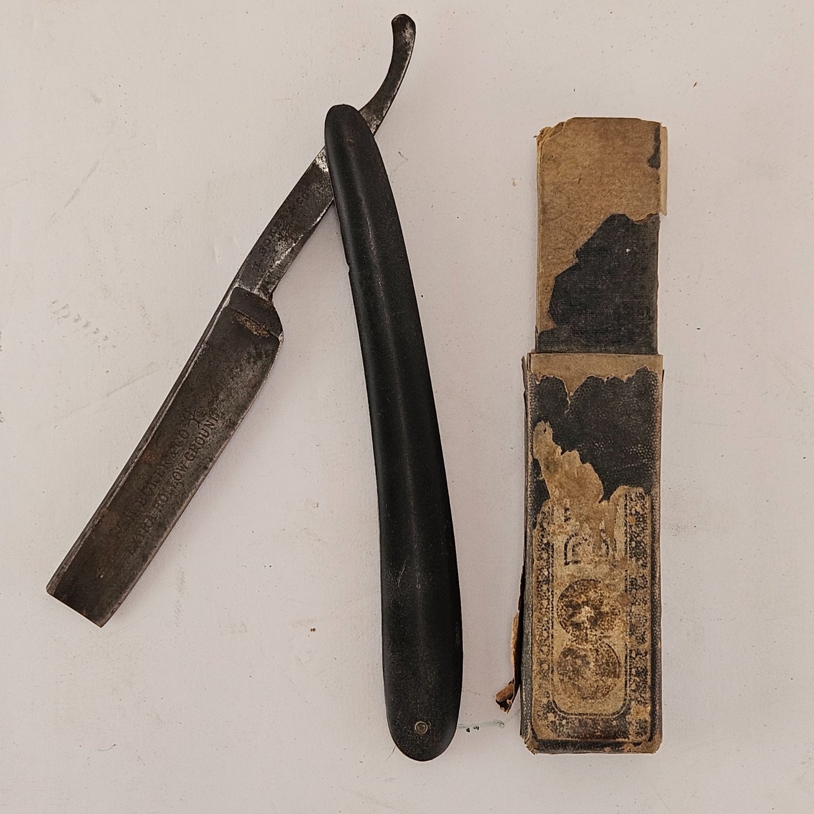 Antique H Boker & Co Straight Razor Extra Hollow Ground Tree w Box