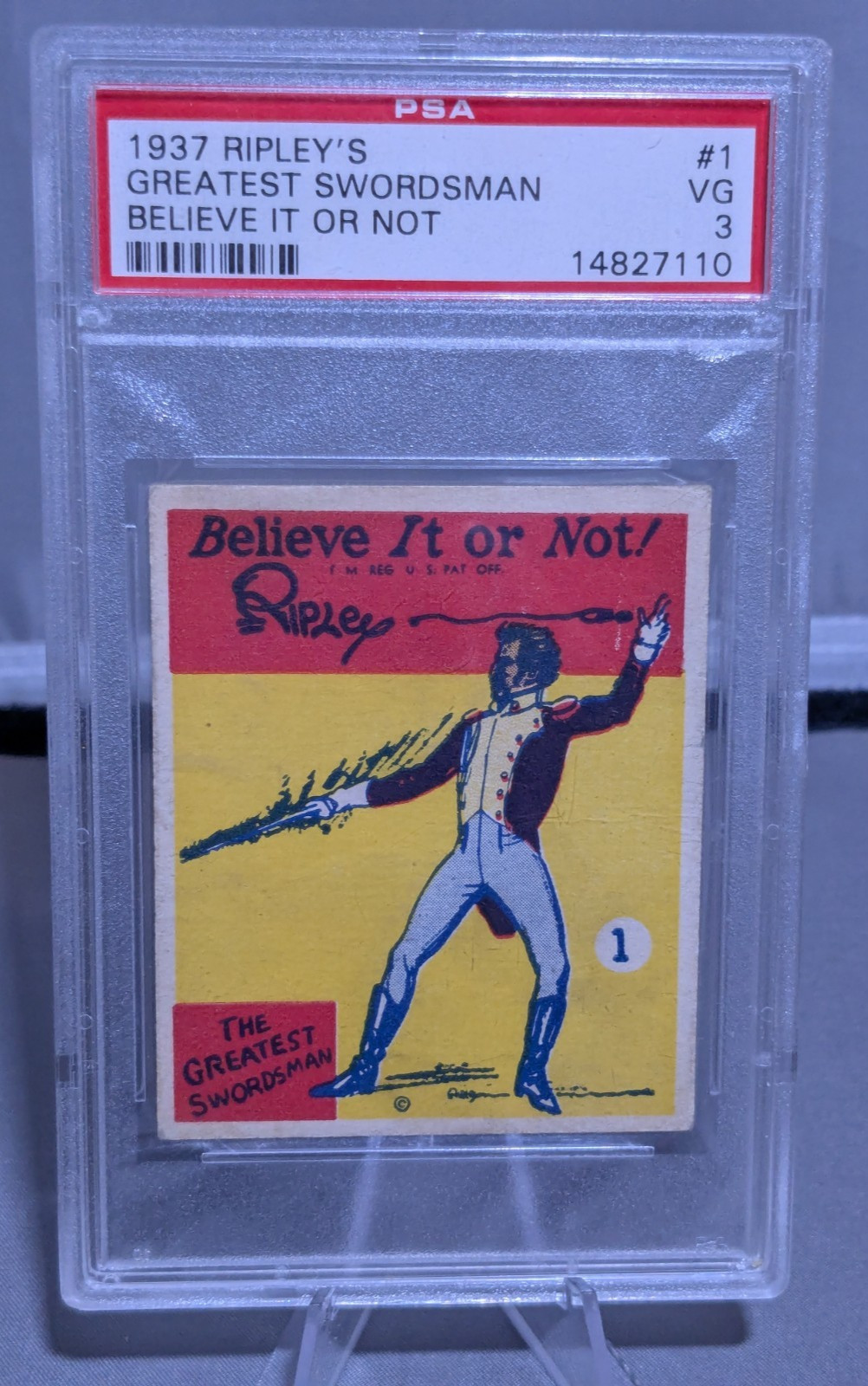 1937 R21 Ripley\'s Believe It or Not #1 THE GREATEST SWORDSMAN - PSA 3 VG