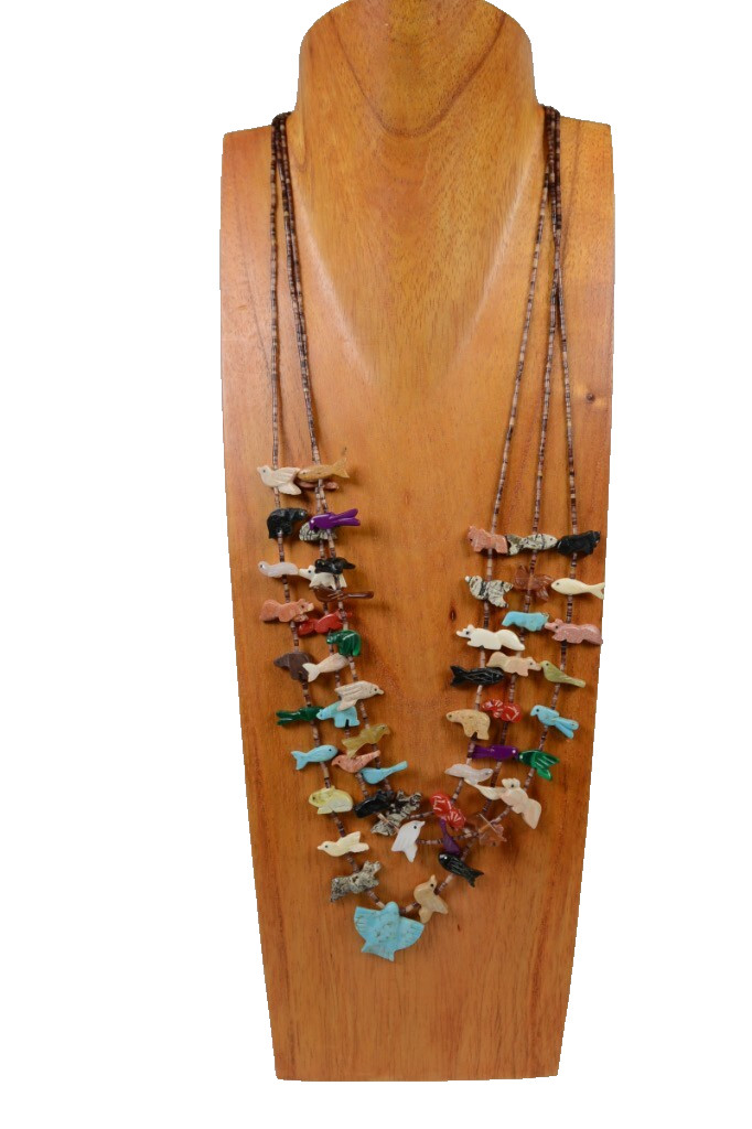 Zuni or Navajo 3- Strand Heishi and Fetish Necklace