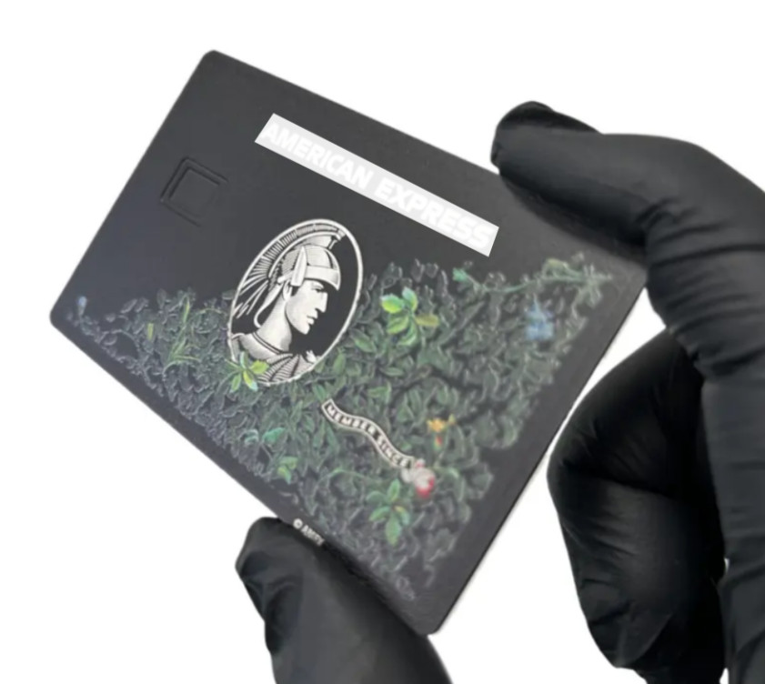 Customizable Metal AMEX Card W Chip Slot & Mag Strip - Black 2026 Novelty Design