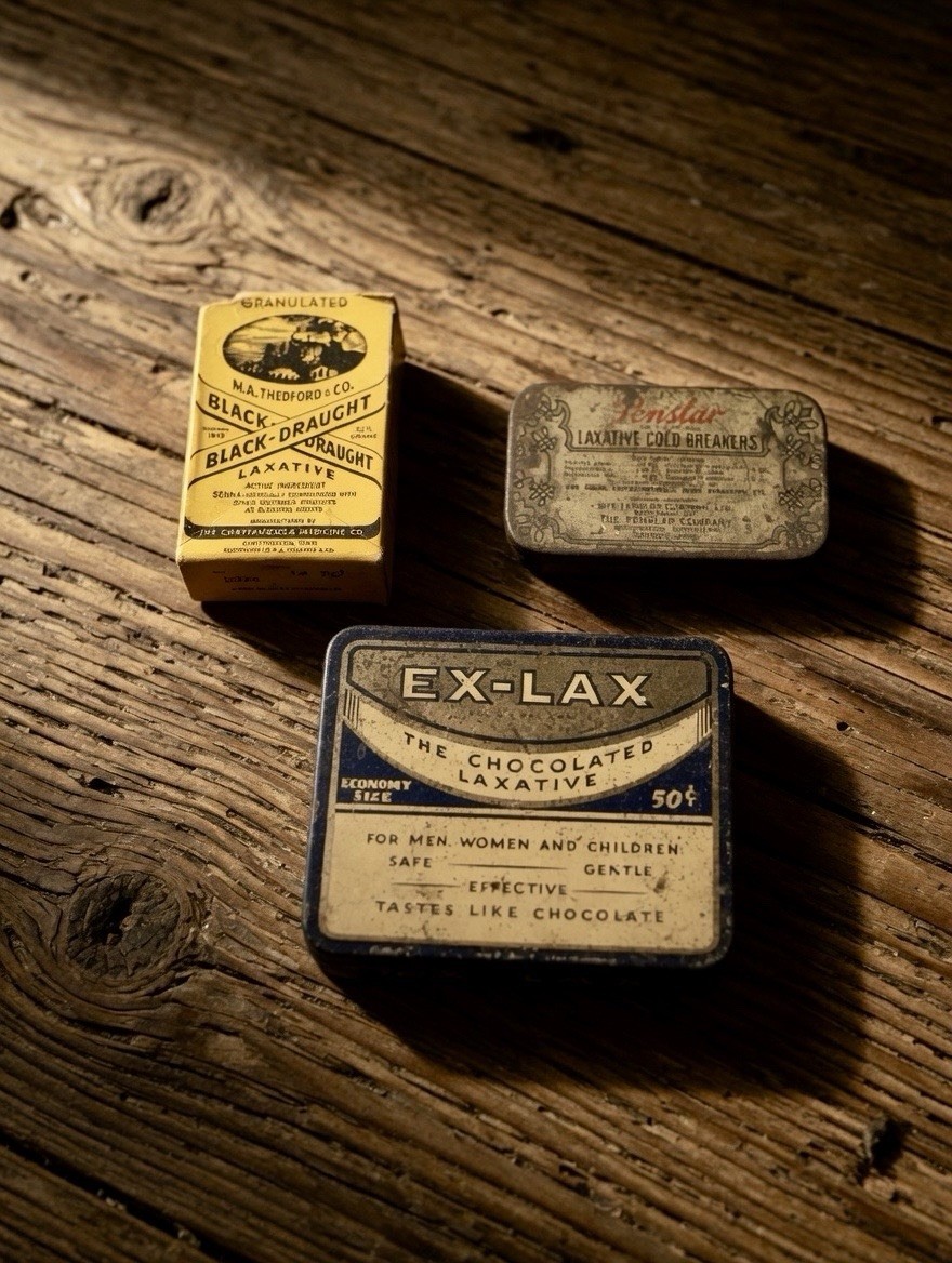 Vintage Laxative Lot Ex-Lax Tin Black Draught Box Fenslar Cold Breakers