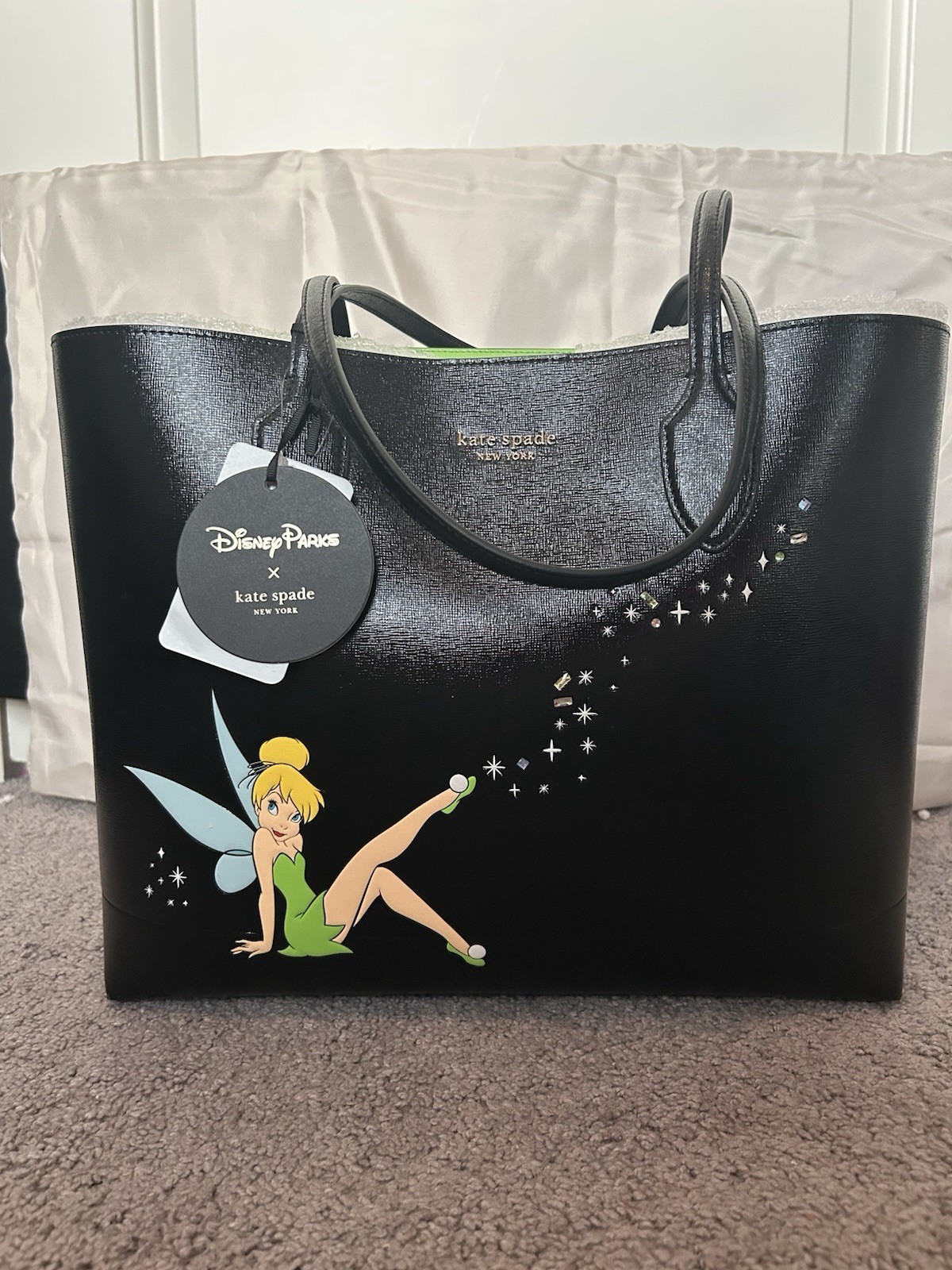 NWT Disney Parks X Kate spade Tinkerbell Large Tote With Detachable Wallet