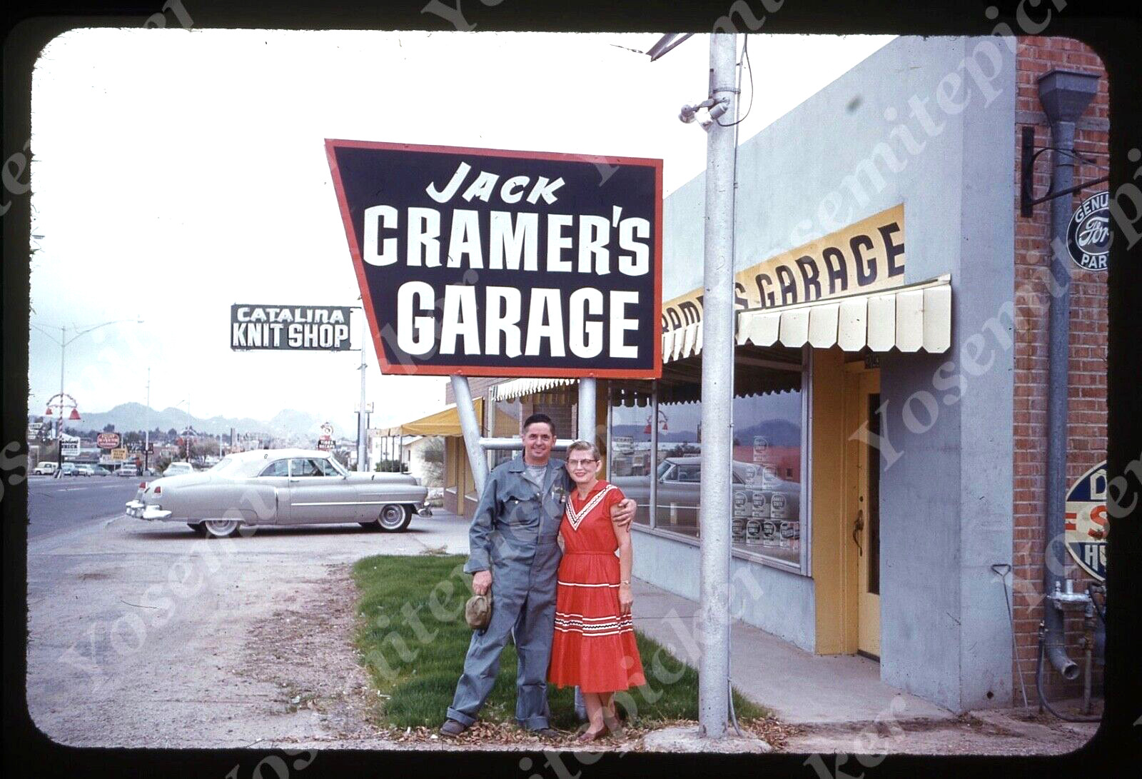 Sl87 Original Slide 1959 Cramers Garage Arizona street scene cars 400a Sl87 Original Slide 1959 Cramers Garage Arizona street scene cars 400a