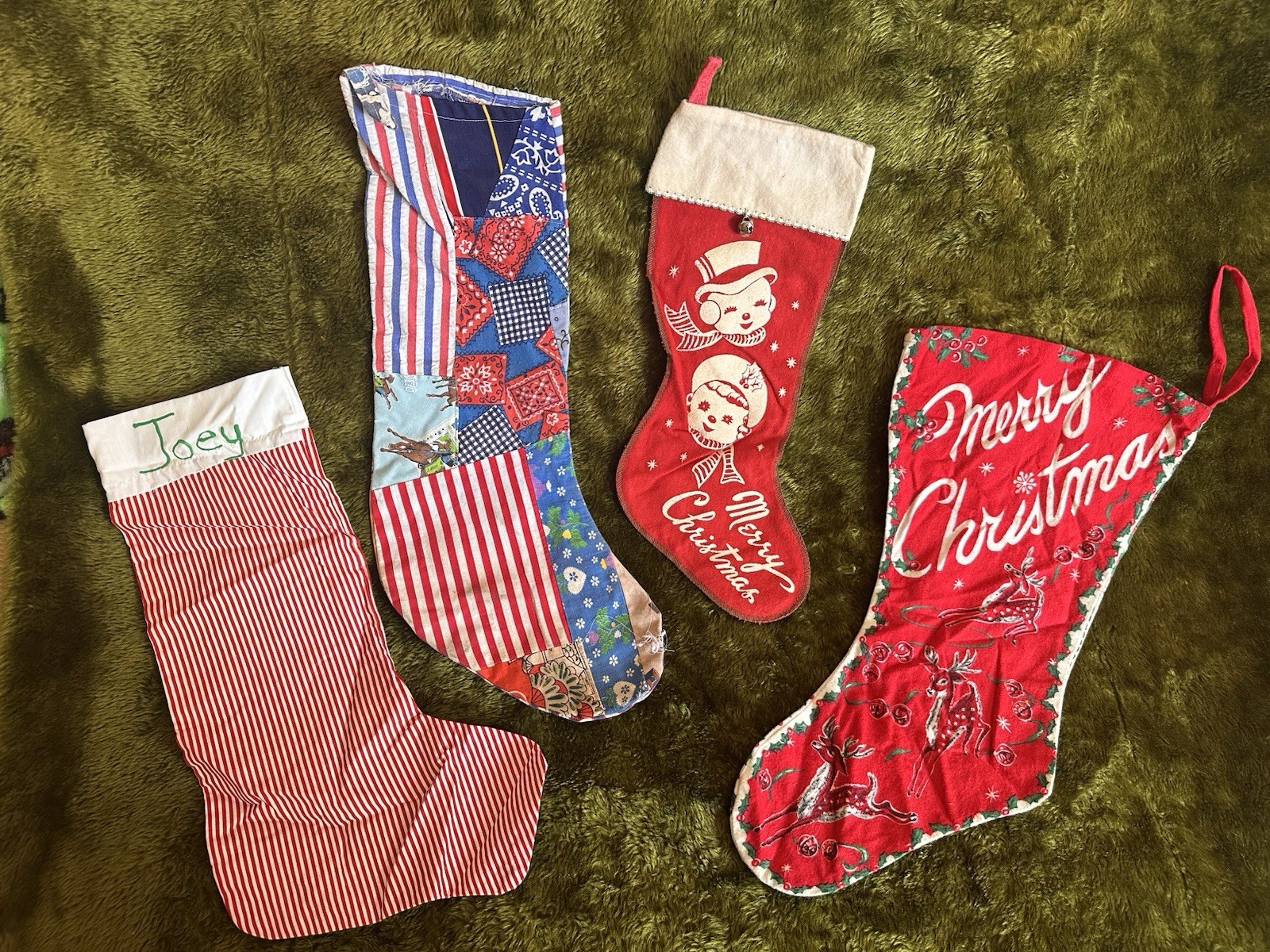 1950s 1960s Christmas Stocking Holiday Decor Kitschy Quilted Flocked