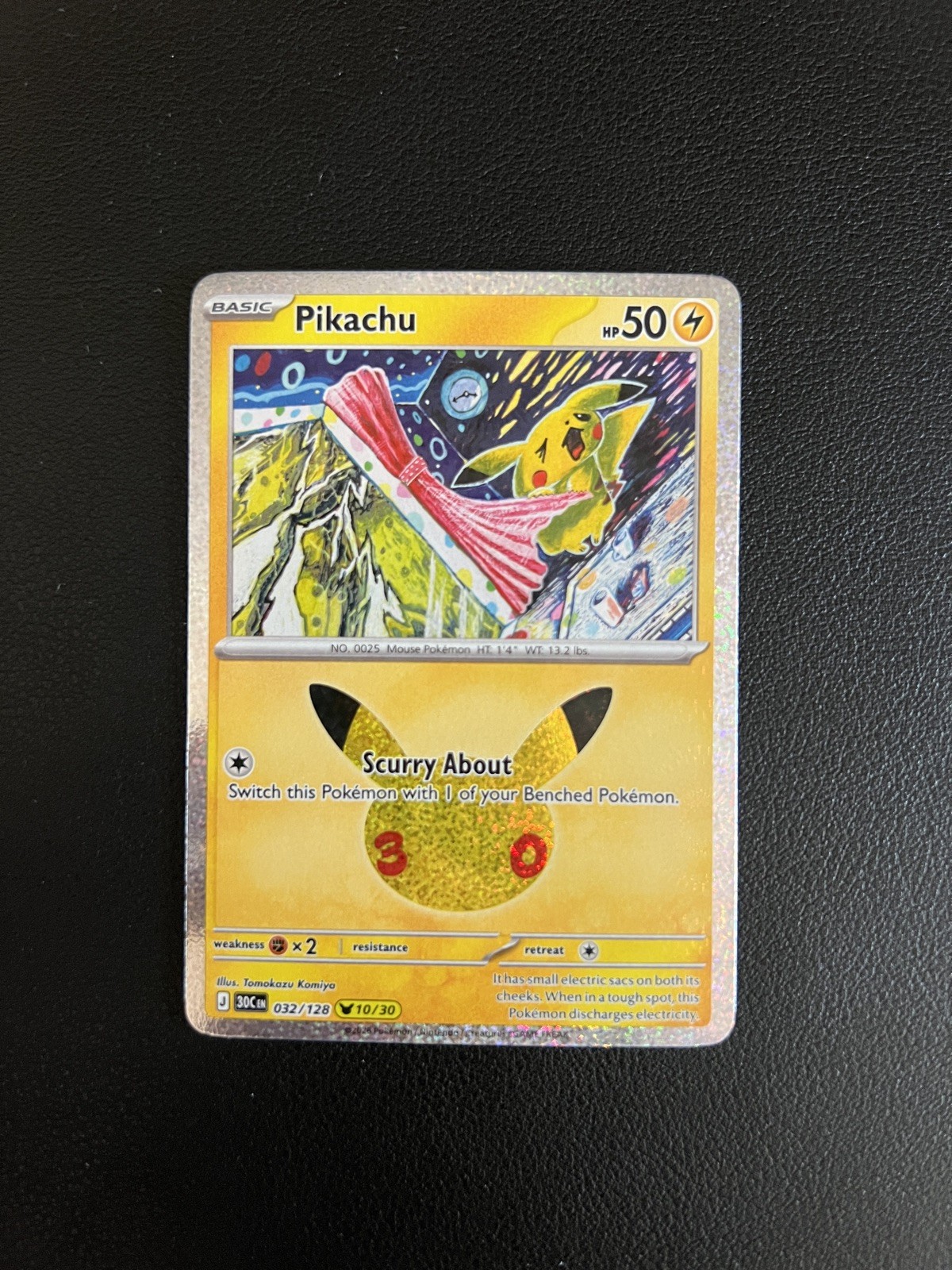 Pokemon Pikachu 032/128 10/30 komiya  30th Celebration 30C