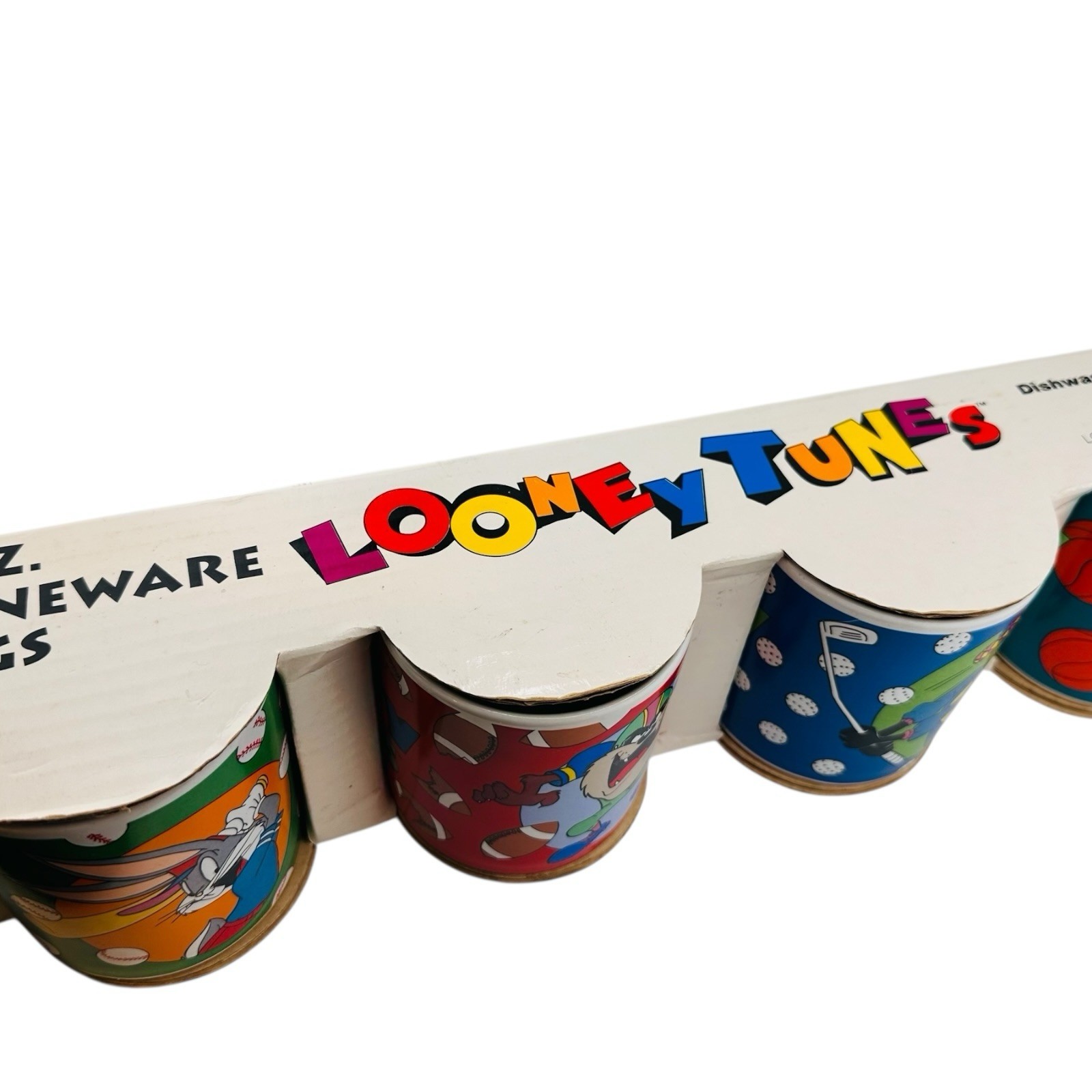 Vintage Looney Tunes Sports 1993 Sakura Warner Bros 12oz Coffee Mugs. 