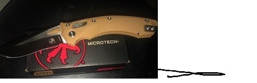 Microtech Amphibian RAM-LOK 137RL-10 FLGTTA M390MK Tan Fluted G10