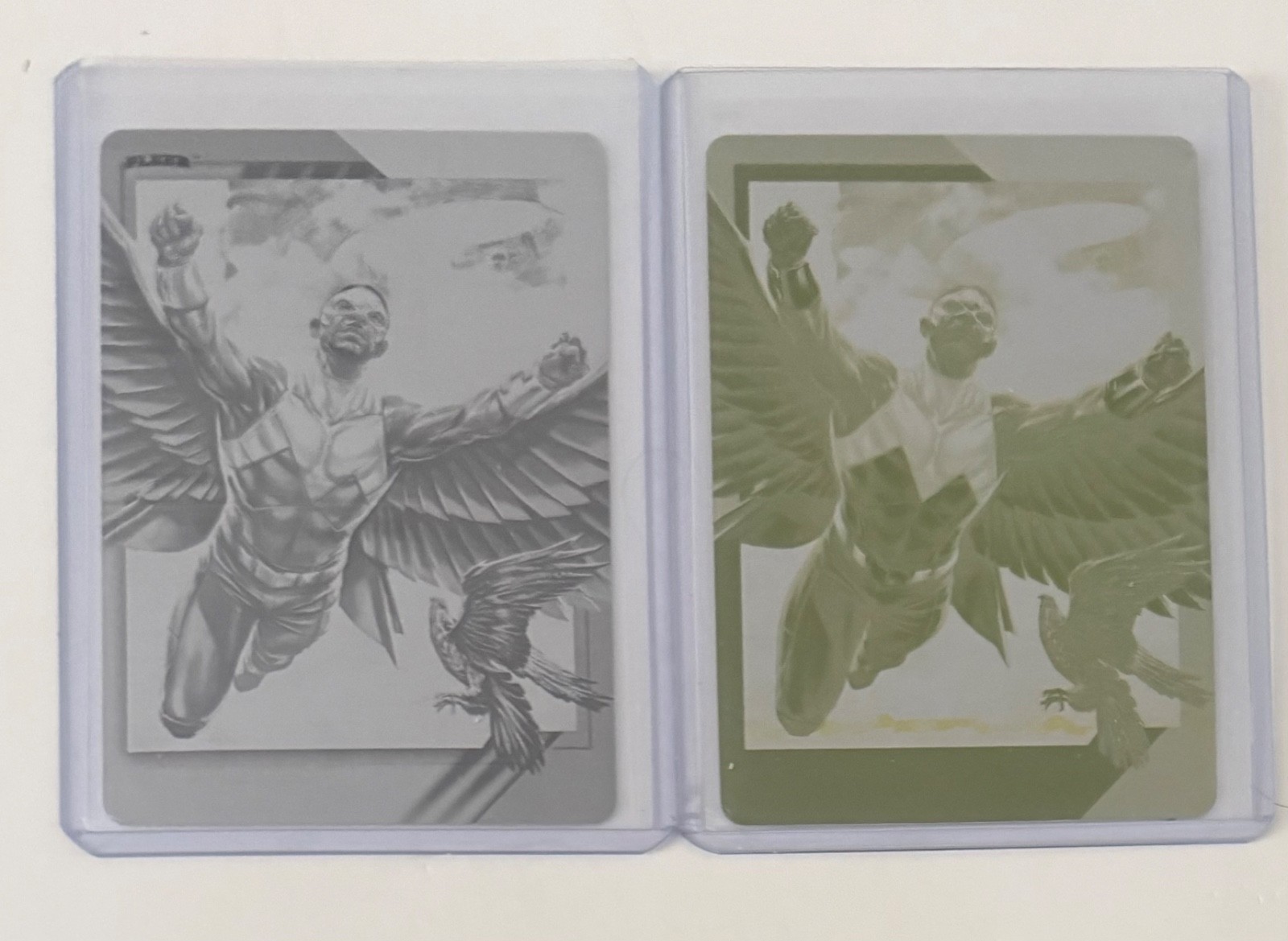2015 UD Marvel Fleer Retro Falcon Set of 2 Printing Plates Base Yellow & Black 2015 UD Marvel Fleer Retro Falcon Set of 2 Printing Plates Base Yellow & Black