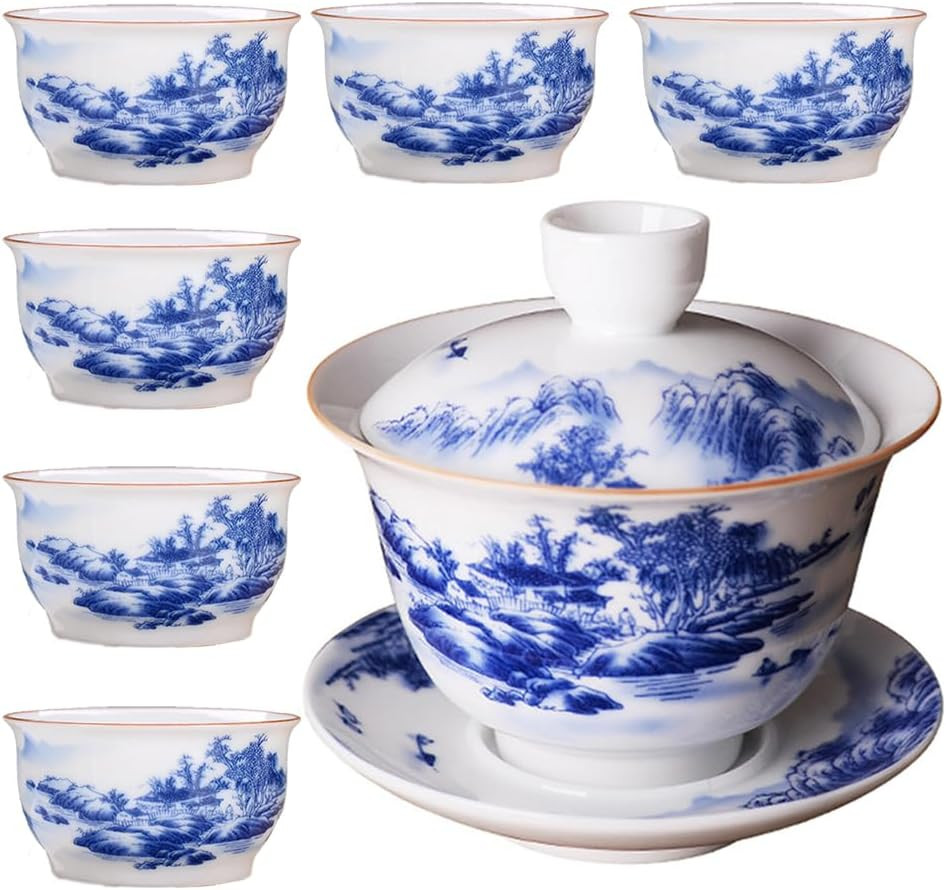 Jingdezhen Chinese Tea Set Porcelain Service Gaiwan Tea Cups Mug of Tea Ceremony