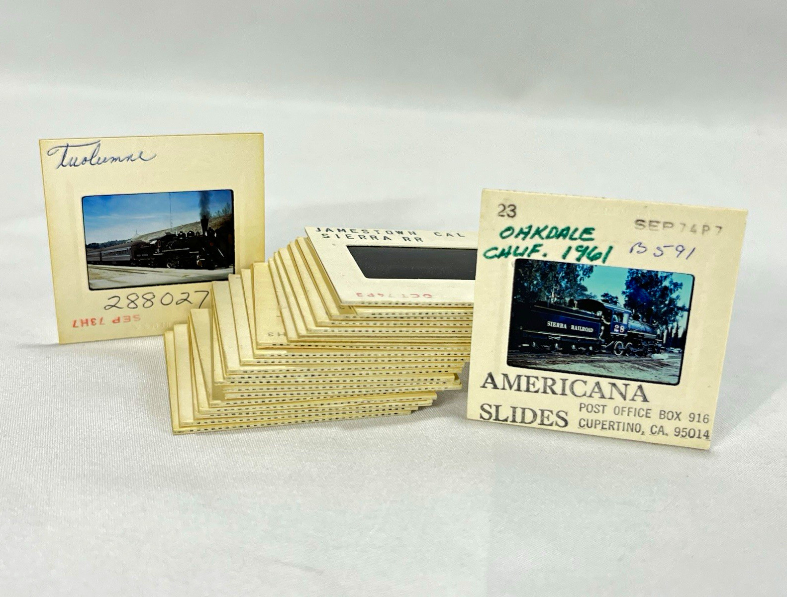 22 Vintage 35mm Railroad Slides Sierra RR Steam Locomotives Oakdale Jamestown CA