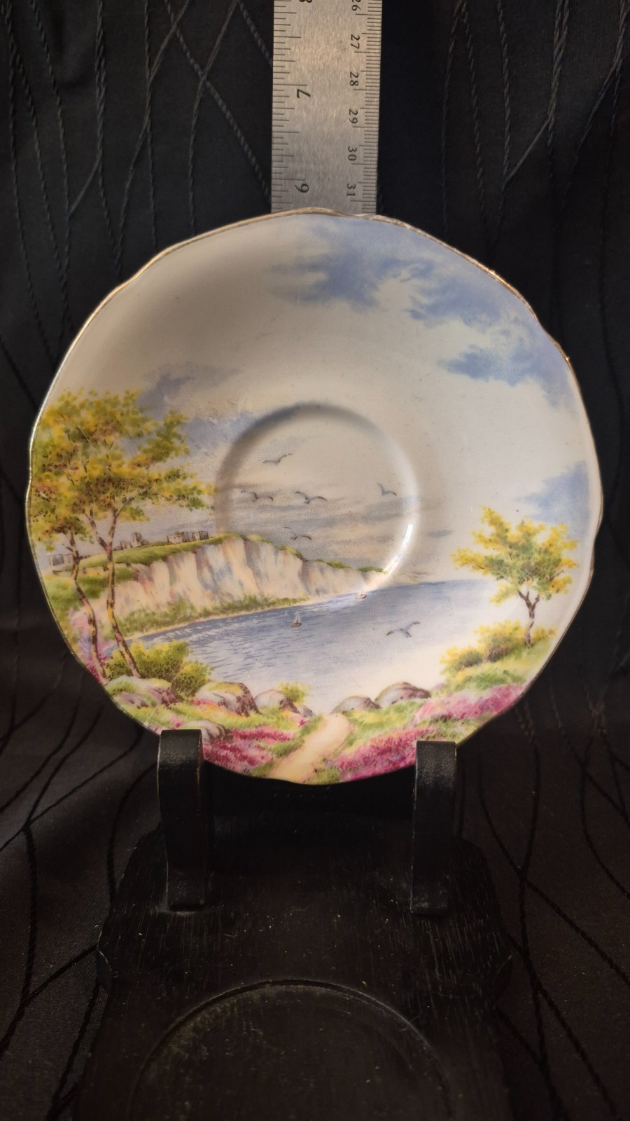 Vintage Paragon England Bone China Cliffs of Dover Saucer Only Gold Trim 1940s Vintage Paragon England Bone China Cliffs of Dover Saucer Only Gold Trim 1940s
