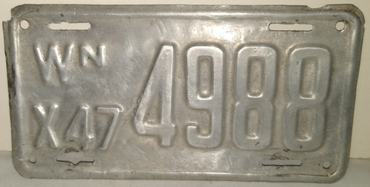 SUPER RARE 1947 WASHINGTON STATE MOTORCYCLE LICENSE PLATE