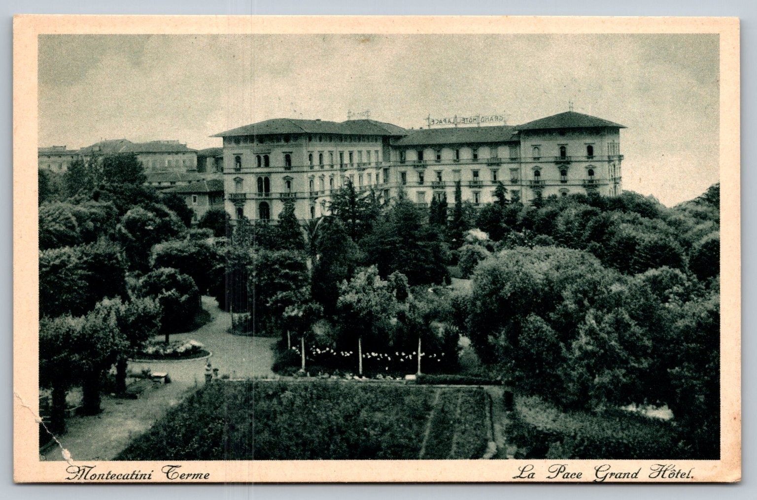 Vintage Montecatini Terme La Pace Grand Hotel Italy Postcard