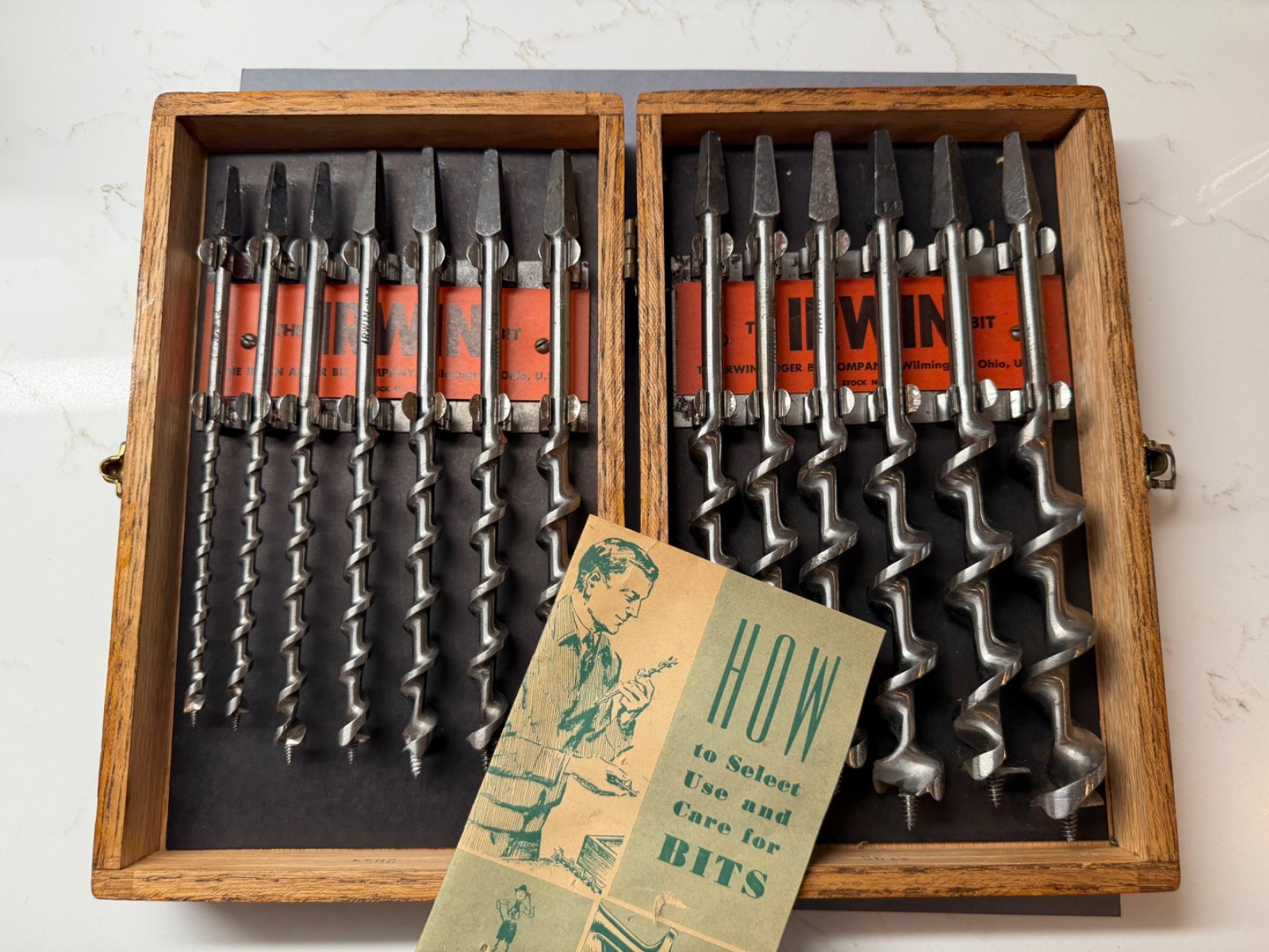 Vintage IRWIN 13 Pc Auger Bit Set with original box and catalog. Complete set. Vintage IRWIN 13 Pc Auger Bit Set with original box and catalog. Complete set.