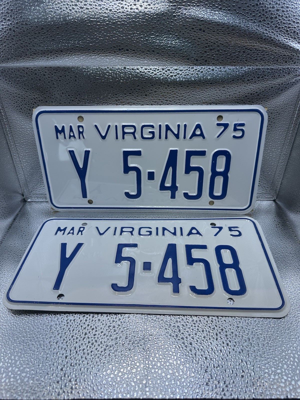 Pair 1975 Virginia License Plate Tag Y 5-458