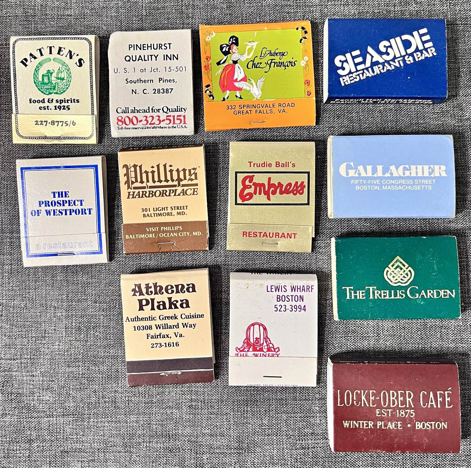 Matchbook Lot (12) Boston Mid-Atlantic Restaurants, Locke-Ober, Chez Francois