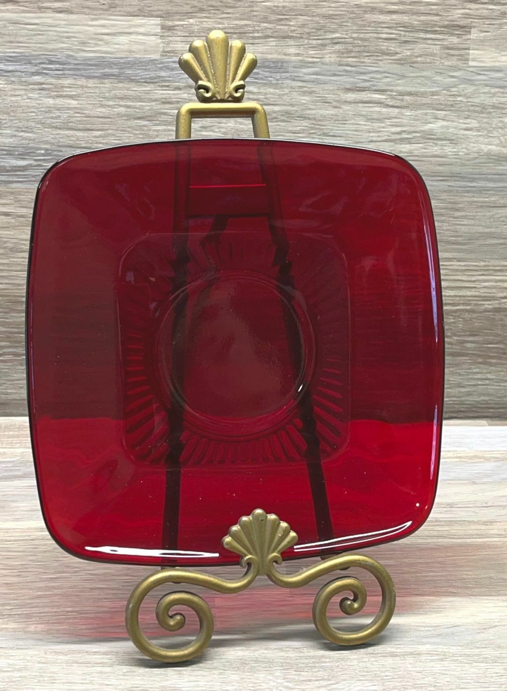 Vintage Anchor Hocking Royal Ruby Red Charm Glass Saucer 5.25 In Plate Christmas