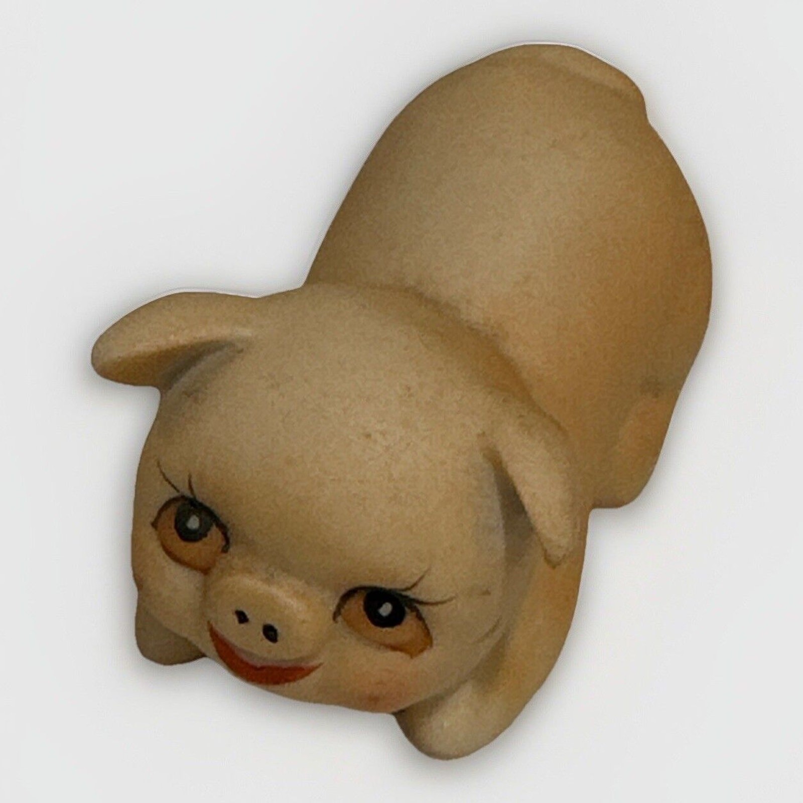 Vintage Enesco Pig Figurine Ornament Porcelain Happy Hand Painted 1980 2.5\