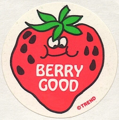 Vintage Trend Scratch and Sniff Strawberry Stinky Sticker Glossy Single 1980's