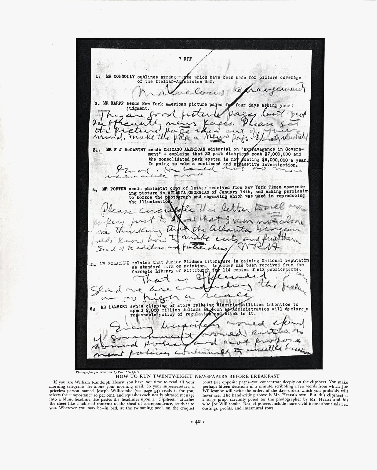 William Randolph Hearst Newspaper Editorial Personal Notes 1935 Magazine Image
