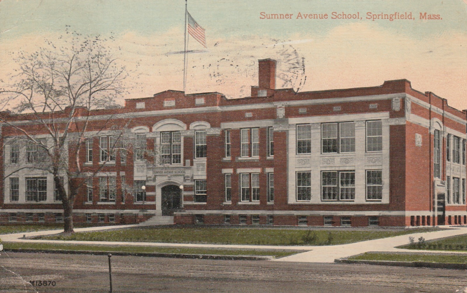 Springfield, Massachusetts, MA, Summer Avenue School 1913 Postcard