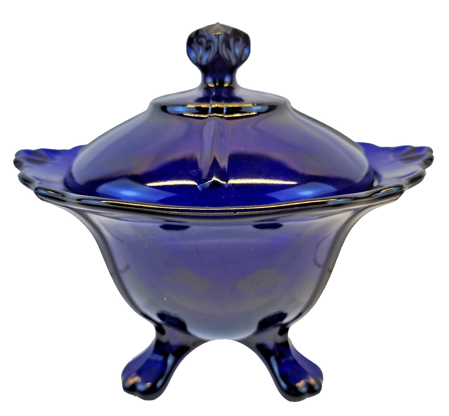 COVERED FOOTED CANDY DISH - COBALT Blue- 7\