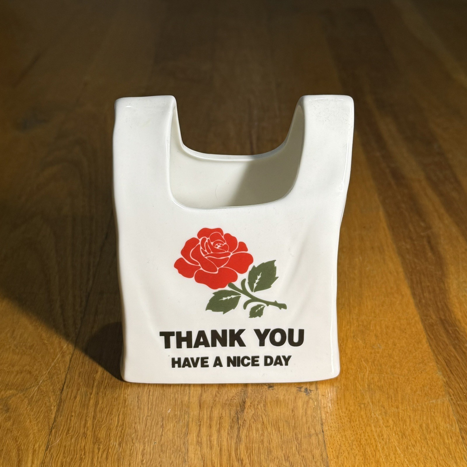 Rare CHINATOWN MARKET Ceramic Thank You Bag Pen Holder Vase