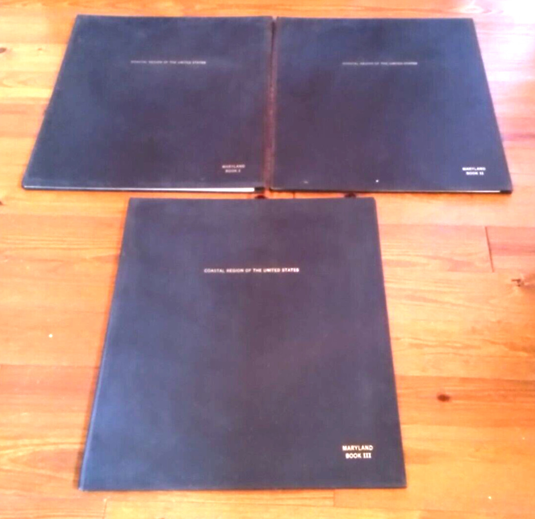 (3) USGS Topographical Map Books - Coastal Maryland - Very Rare Large Portfolio (3) USGS Topographical Map Books - Coastal Maryland - Very Rare Large Portfolio