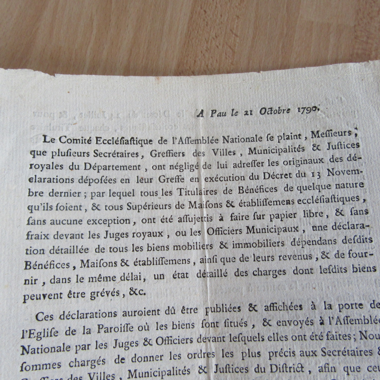 DOCUMENT 1790 DISTRICT DE PAU