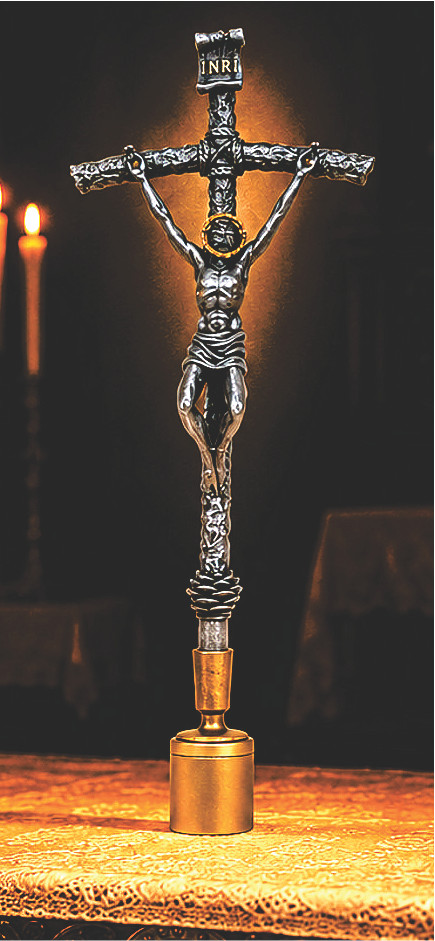 Pope John Paul II Altar Crucifix (in the style of)  Hand finished, w/metal base