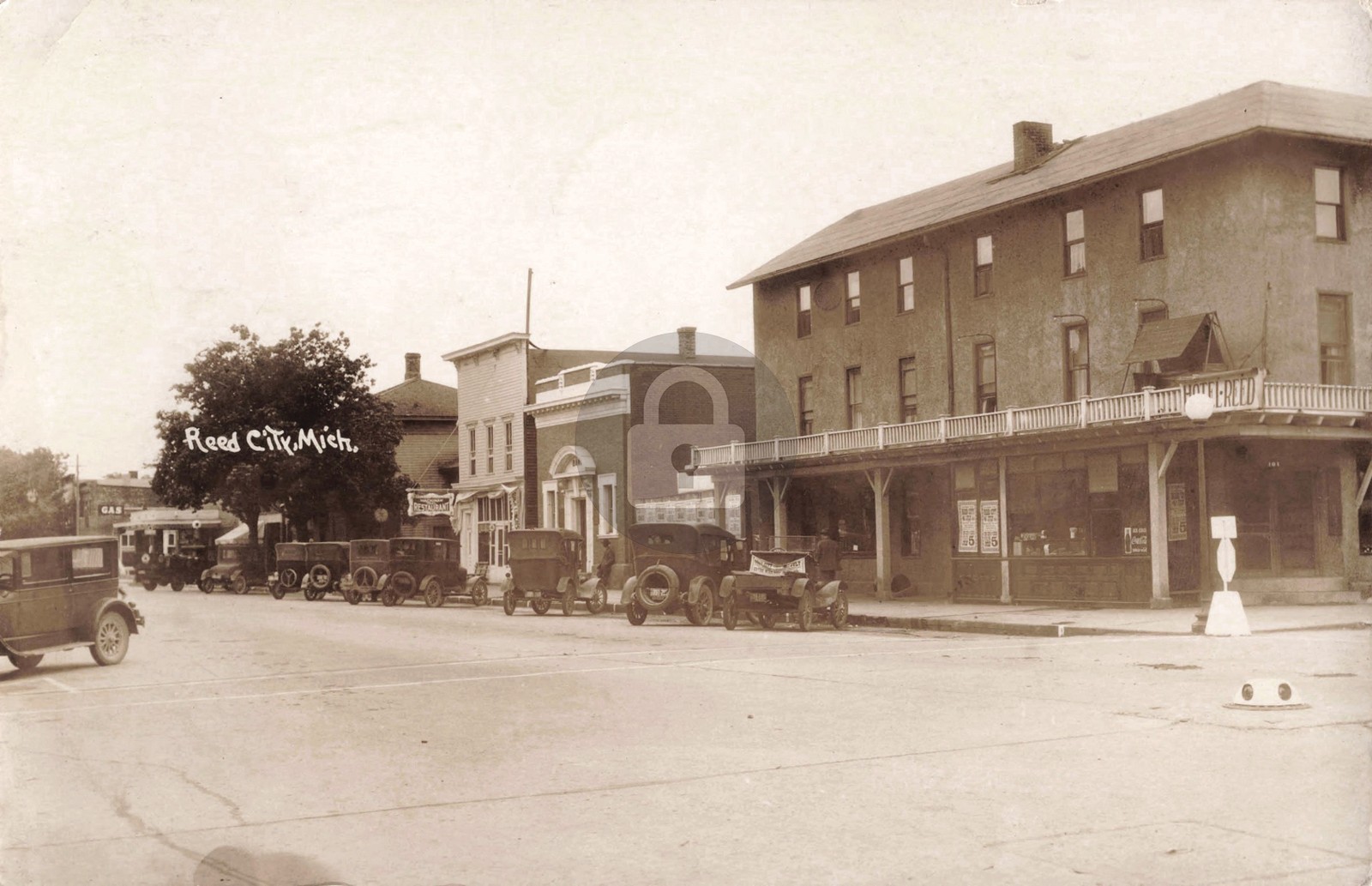 Street View Reed City MI Michigan 1929 RPPC Photo Postcard COPY