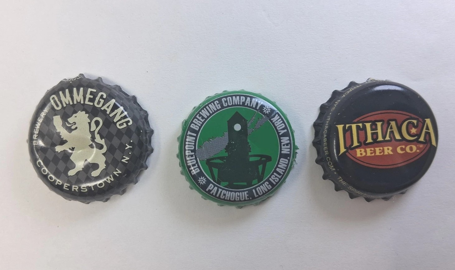 New York Beer Bottle Cap Lot Of 3 Ommegang Bluepoint Long Island Ithaca 
