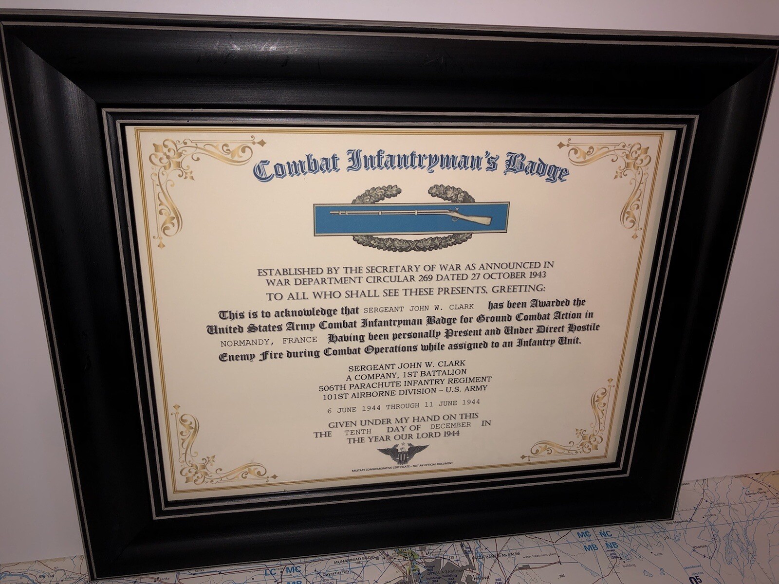 ARMY / COMBAT INFANTRYMAN BADGE CERTIFICATE (COMMEMORATIVE ISSUE)
