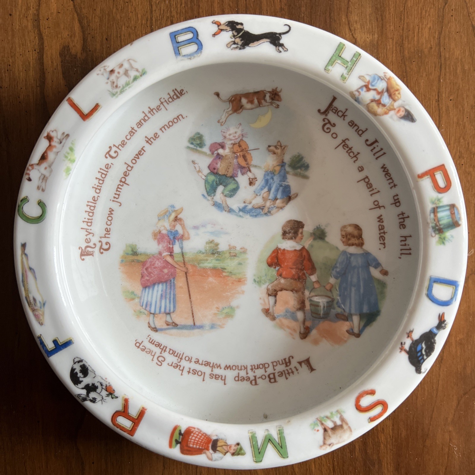 Antique Baby’s Child\'s Feeding Bowl with Nursery Rhymes, Germany