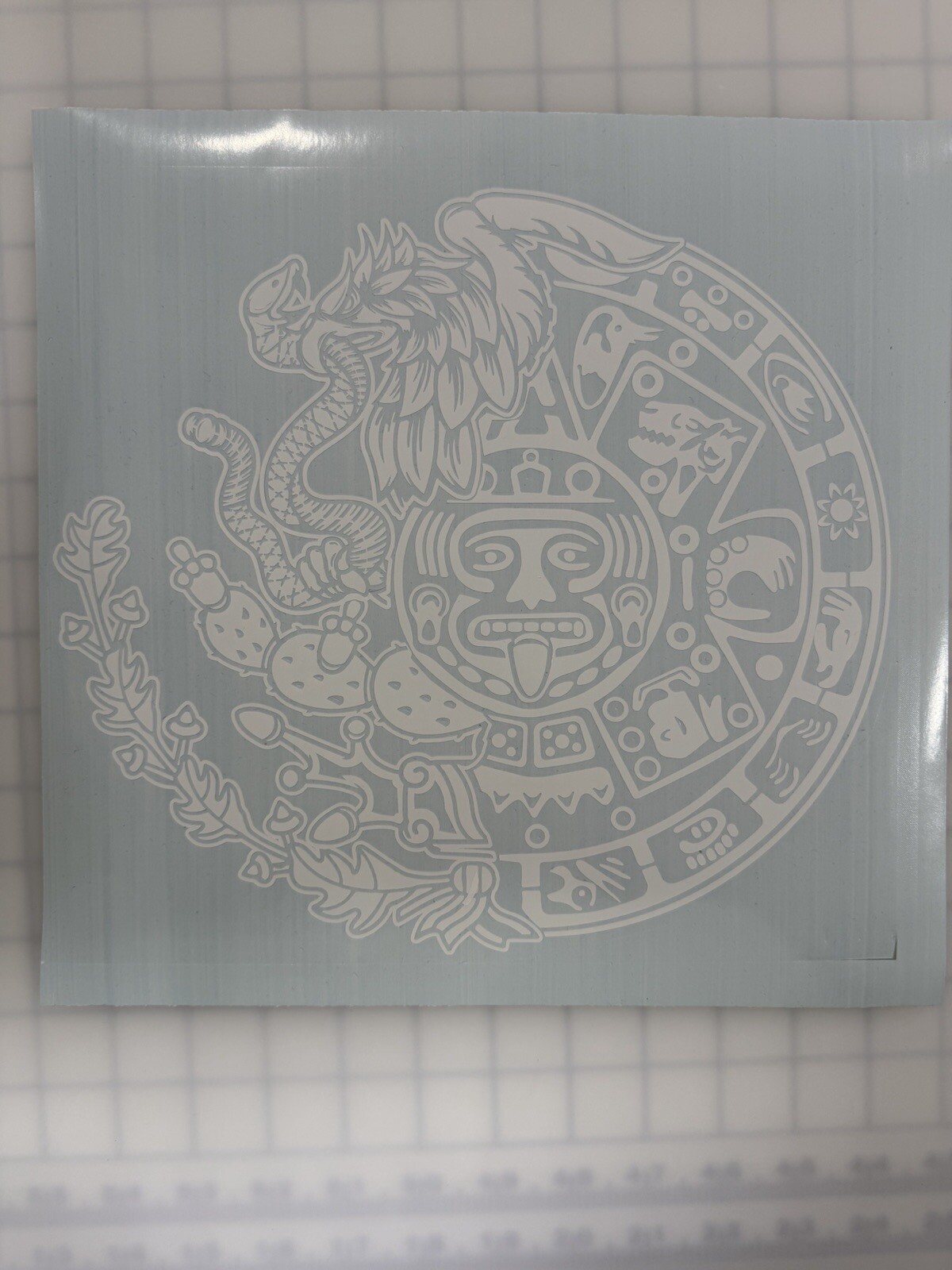 Mexican Eagle Half Aztec Calendar Vinyl Decal Sticker Car Truck Window Laptop
