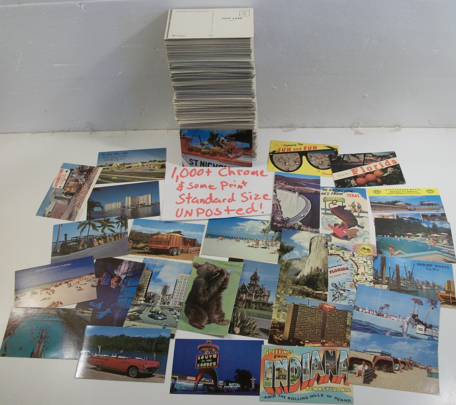 POSTCARD Lot 1000 VINTAGE CHROME STD SZ USA 1950-1970 Nice Views Cards Unposted/