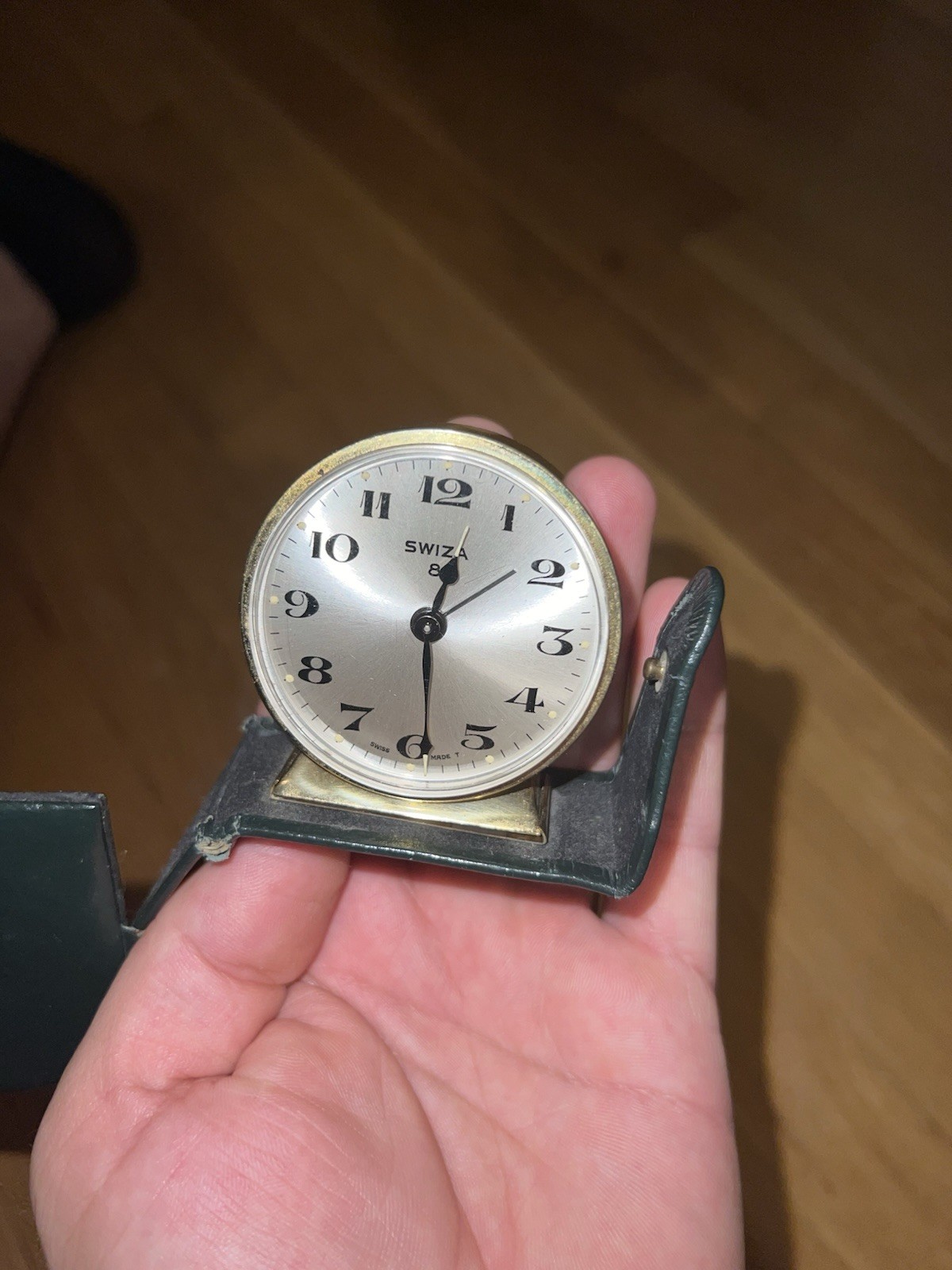 Vintage Swiza 8-Day Alarm Clock & Brass Sundial Compass – Both Working, Rare