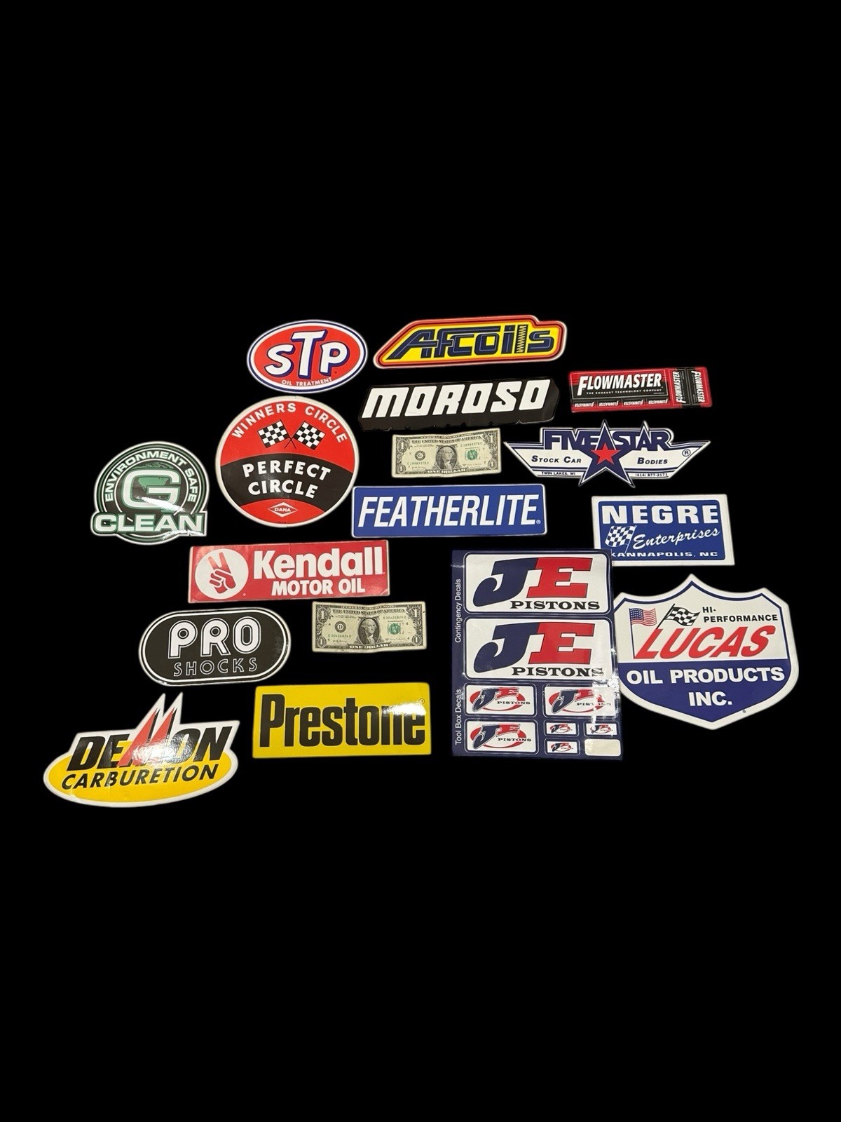 Lot 15 Racing Decals Stickers Vintage STP Flowmaster Demon Kendall JE Pistons 2