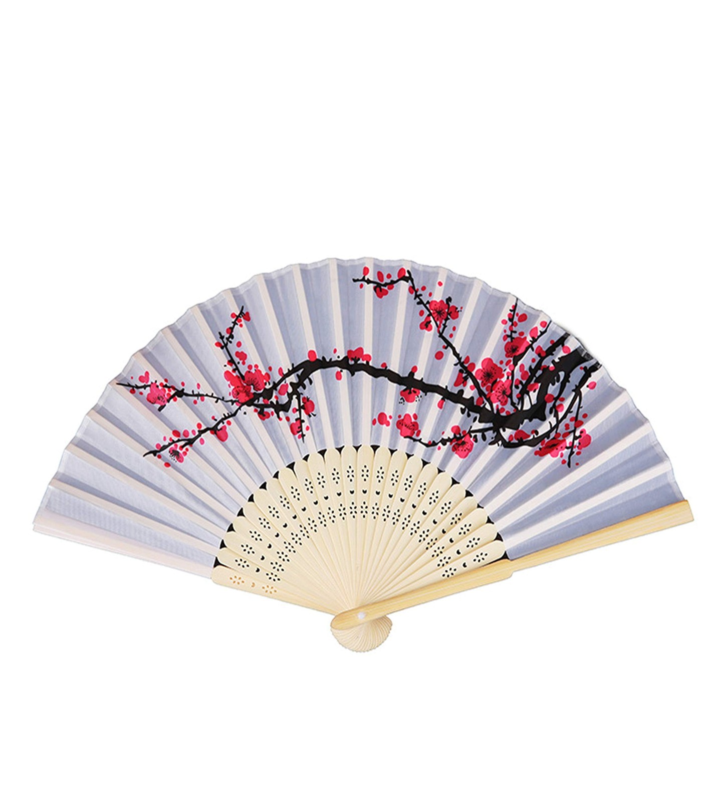 Delicate Cherry Blossom Design Folding Fan Favors Silk Folding Hand Fan Weddi...
