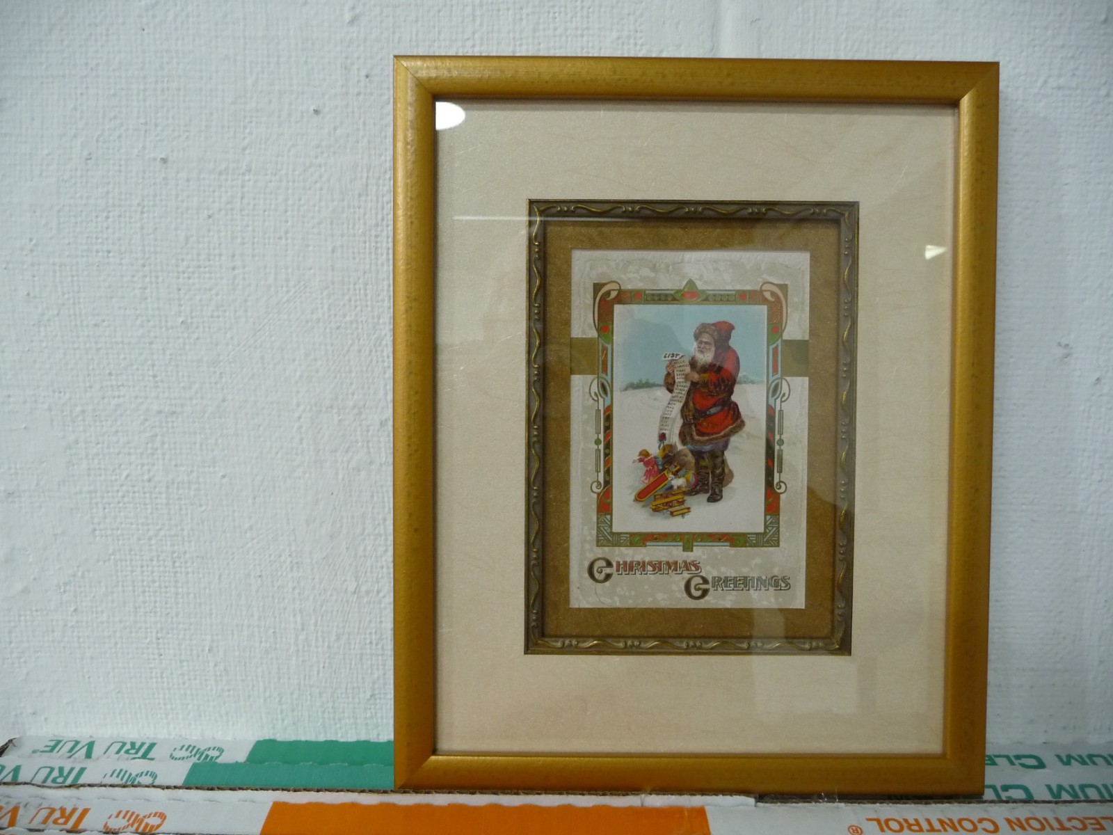 Vintage Christmas post card 1913 Beautifullt framed 9 x11  Rare