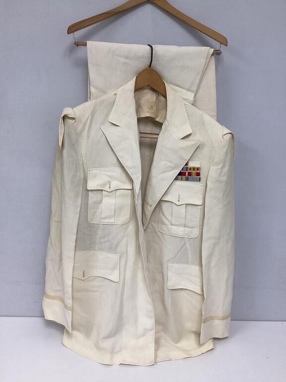 Vintage Cold War US Air Force Officer White Dress Uniform Jacket Pants 42 Long