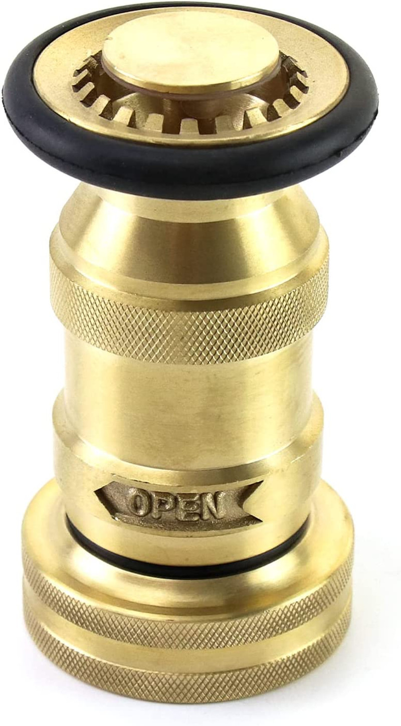 1.5in NST/NH Brass Fire Hose Nozzle Jet Fog Adjustable 85 GPM 100 PSI Water