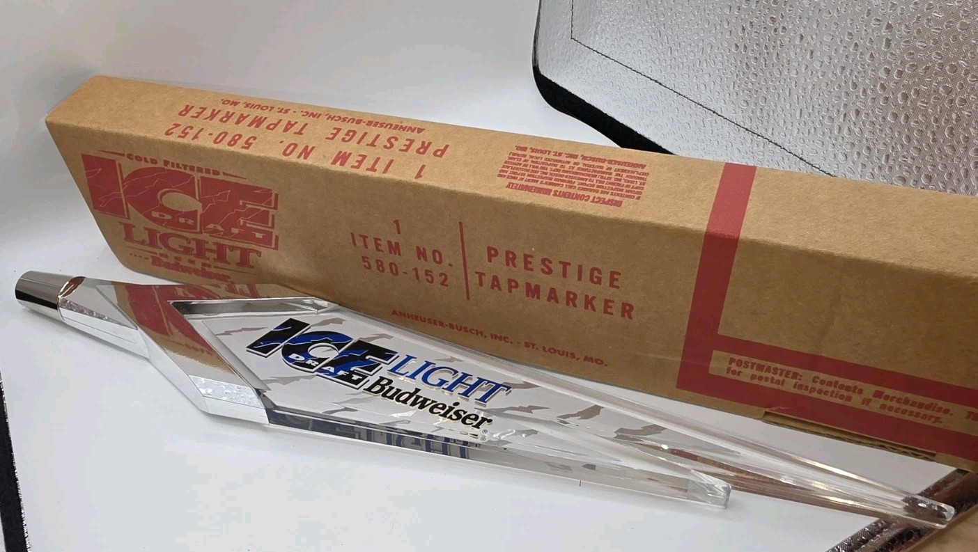 Beer Tap Handle - Budweiser Bud Ice Light - NEW w/ Box Acrylic Ice Design 