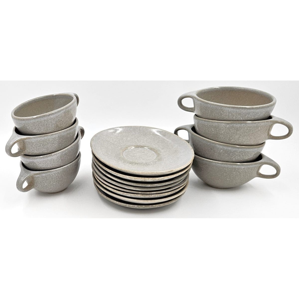 RARE Raymor Roseville Beach Gray Cup/Saucer Set of 8 Ben Seibel 1952-1954