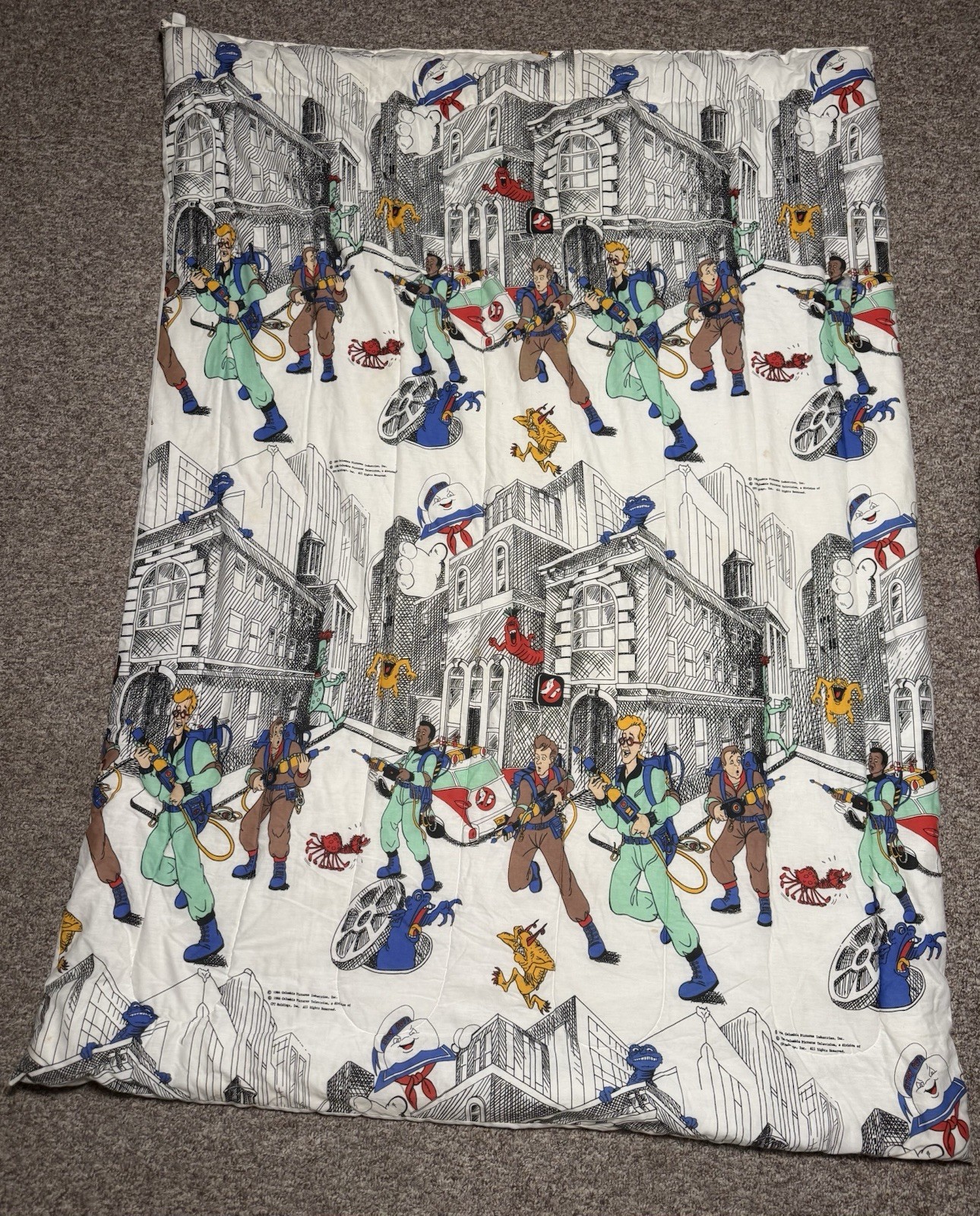 Vintage Real Ghost Busters cartoon Genuine Twin Comforter 1988 Columbia Pictures