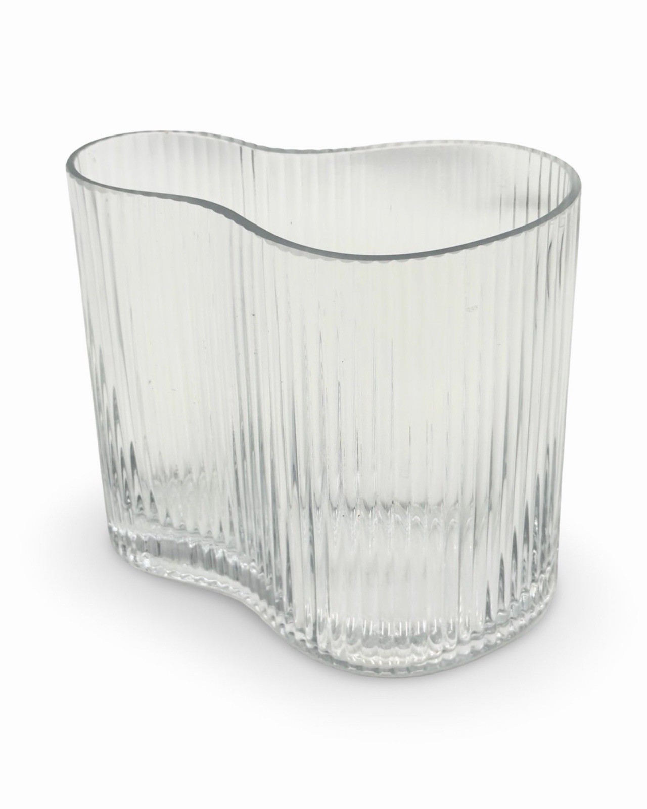 Vintage Ribbed Crystal Alvar Aalto Style Vase