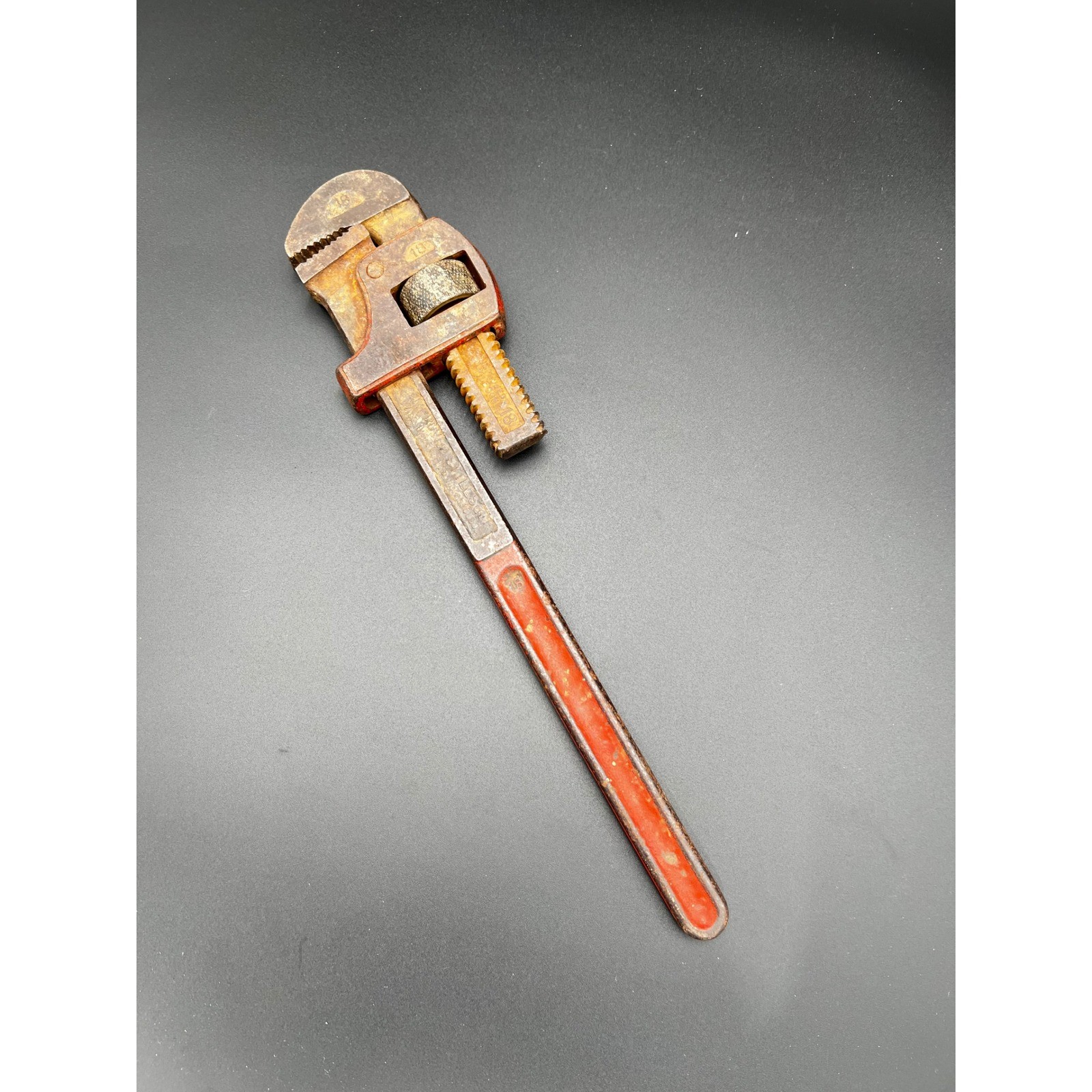 Vintage Improved Stillson 18 Pipe Wrench Made in USA Red Handle 18 Inch Tool