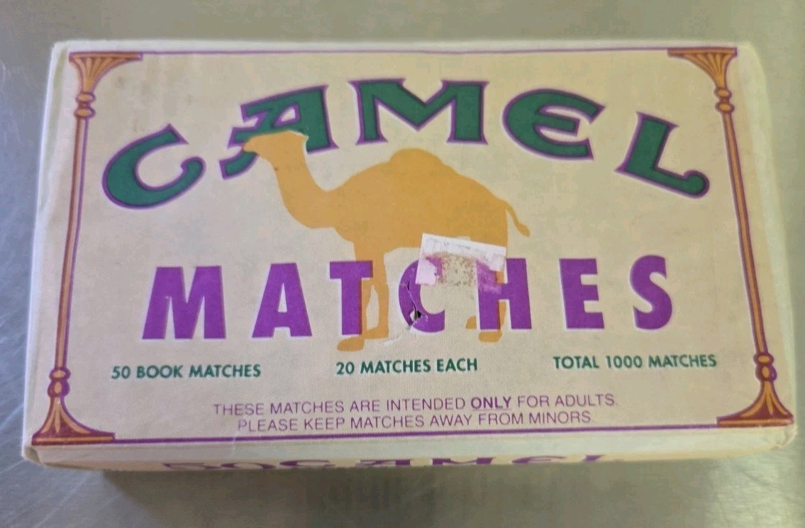 Vintage Unopened CAMEL Matches box of 1000, 50 Match Books, 20 matches each Vintage Unopened CAMEL Matches box of 1000, 50 Match Books, 20 matches each