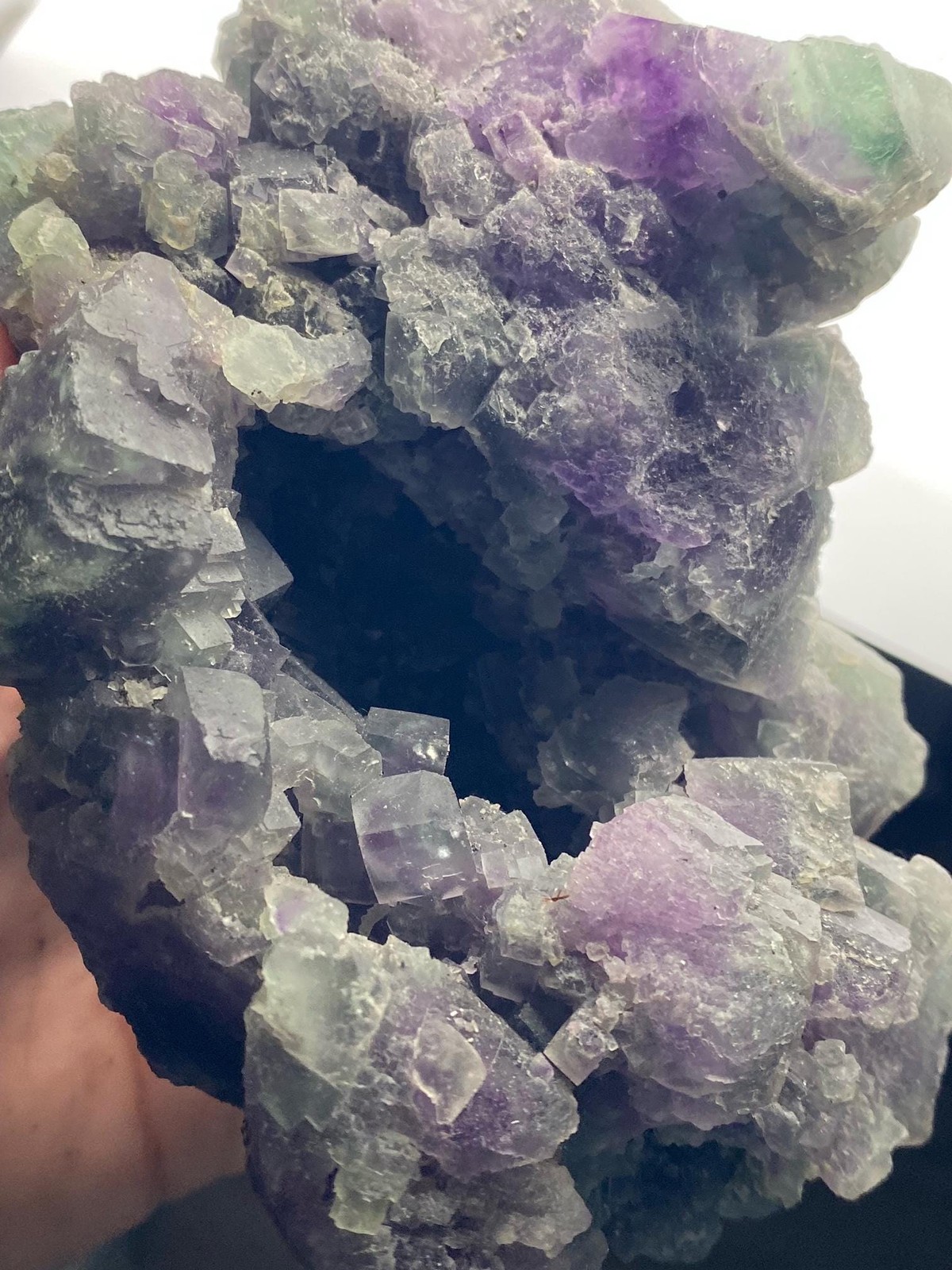 Green and Purple Cubic Fluorite Cluster Cave 1.5kg+ See Video Green and Purple Cubic Fluorite Cluster Cave 1.5kg+ See Video